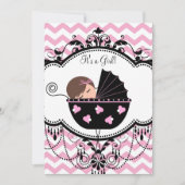 Roze Chevron Baby Girl Shower Kaart (Voorkant)