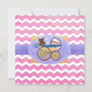 Roze Chevron Baby shower Square Kaart