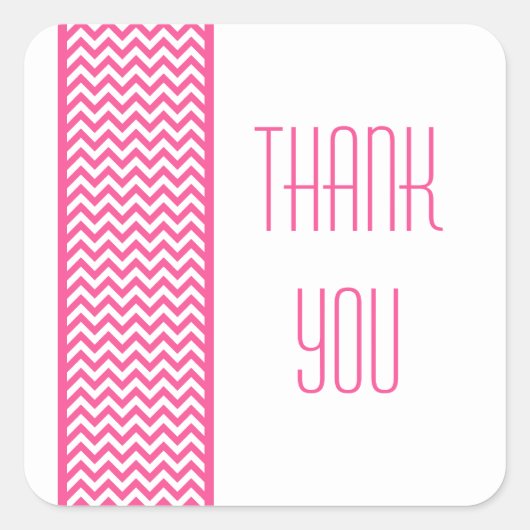 Roze Chevron Border Hartelijk dank Stickers (Voorkant)