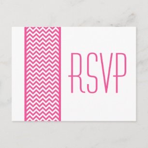 Roze Chevron Border RSVP Briefkaart