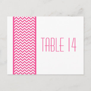 Roze Chevron Border Table Number Briefkaart
