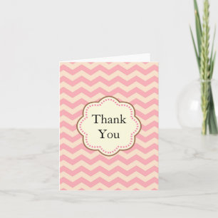 Roze Chevron Dank u Bedankkaart