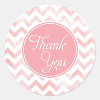 Roze Chevron Dank u Stickers, rond Ronde Sticker