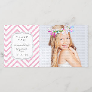 Roze Chevron - Elke keer dat het gebeurt Dank je Bedankkaart