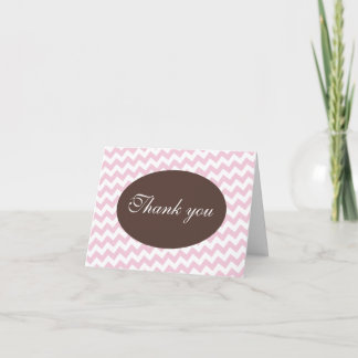 Roze Chevron en Bruin Moderne Dankjewel Kaarten