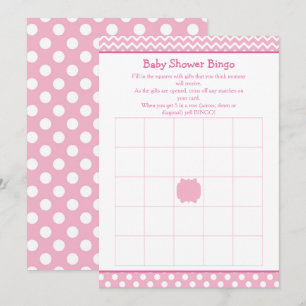 Roze Chevron en Polka Dot Baby shower Bingo Kaart