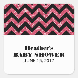 Roze Chevron Glitter Baby shower Stickers