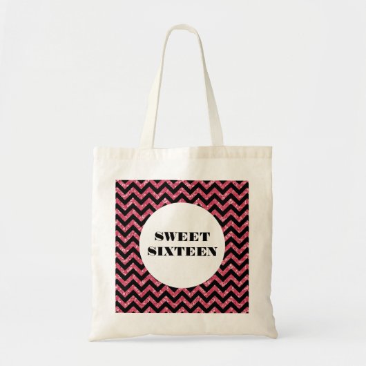 Roze Chevron Glitter Sweet 16 Canvas tas (Voorkant)
