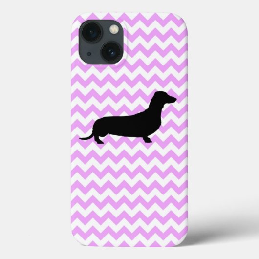 Roze Chevron met Dachshund Silhouette Case-Mate iPhone Case (Achterkant)