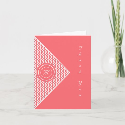 Roze Chevron Monogram Bedankt (Voorkant)
