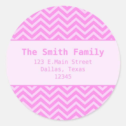 Roze Chevron Paper Texture Address Label Sticker (Voorkant)