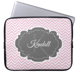 Roze Chevron persoonlijke laptophoes Laptop Sleeve