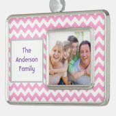 Roze Chevron Verzilverd Kader Ornament (Links)