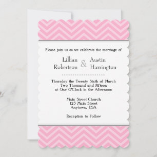 Roze Chevron Wedding Invitations Kaart