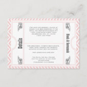 Roze Chevron Zig Zag Modern Ticket Wedding Informatiekaartje (Voorkant)