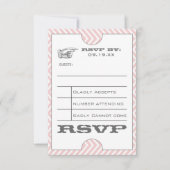 Roze Chevron Zig Zag Vintage Moderne Ticket Trouwf Kaart (Voorkant)