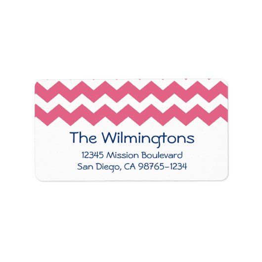 Roze chevron zigzag patroon retour adres etiket (Voorkant)