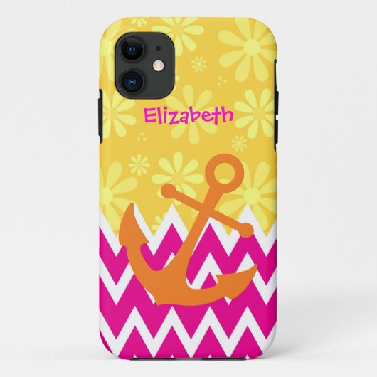 Roze Chevrons met anker Case-Mate iPhone Case (Achterkant)