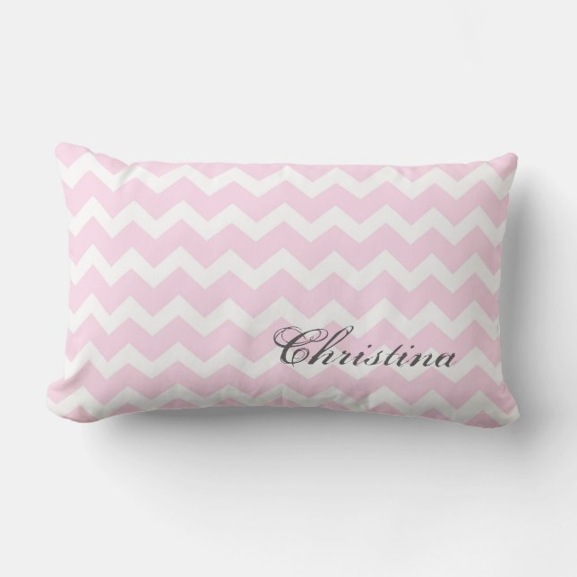 Roze Chevrons Pattern Monogram Pillow Kussen (Voorkant)