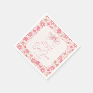 Roze Chic Berry Sweet Bow Baby Girl Douche Papier Servet
