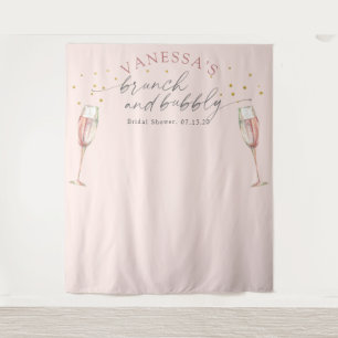 Roze chic champagne brunch bruidsfeest backdrops wandkleed
