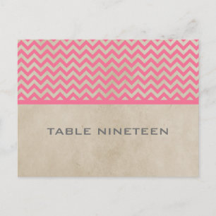 Roze Chic Chevron Table Number Briefkaart