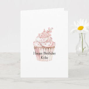 Roze Chic Cupcake Verjaardag Kaart