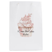 Roze Chic Cupcake Verjaardag Medium Cadeauzakje (Voorkant)