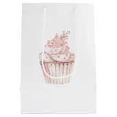 Roze Chic Cupcake Verjaardag Medium Cadeauzakje (Achterkant)