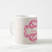 Roze Chic Damask Mok (Voorkant links)