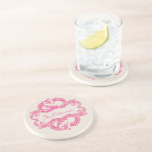 Roze Chic Damask Onderzetter (Zijkant)
