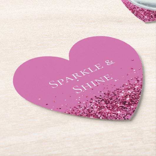 Roze Chic Glitter Sparkle Kartonnen Onderzetters (Gekanteld)