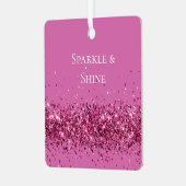 Roze Chic Glitter Sparkle Metalen Ornament (Voorkant links)