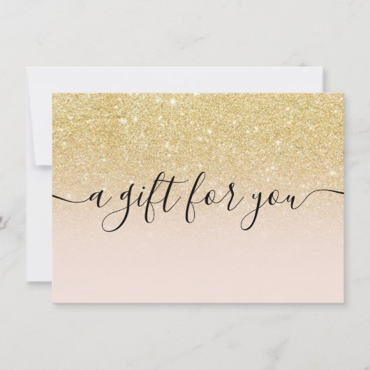 Roze chic gouden glitters ombre cadeaubon (Voorkant)