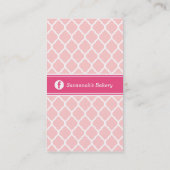 Roze Chic Marokkaanse Lattice Custom Monogram Visitekaartje (Achterkant)