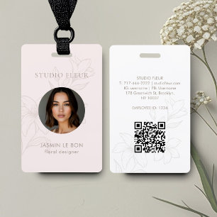 Roze Chic Minimaal Bloemig Vierkant Zakelijk Vis Badge