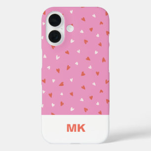 Roze Chic Monogram Eerste Letter iPhone 16 Hoesje