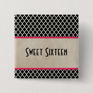 Roze Chic Quatrefoil Sweet 16 Button
