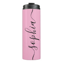 Roze Chic Script Aangepaste Naam Thermische Tumble