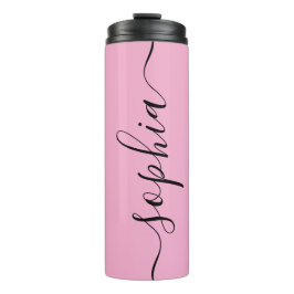 Roze Chic Script Aangepaste Naam Thermische Tumble Thermosbeker