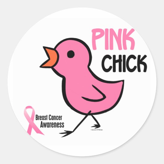 Roze Chick 2 Ronde Sticker (Voorkant)