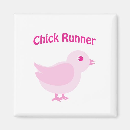 Roze Chick Runner Magneet (Voorkant)