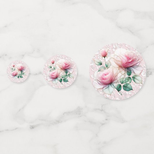 Roze Chiffon Rozen Confetti (Voorkanten)