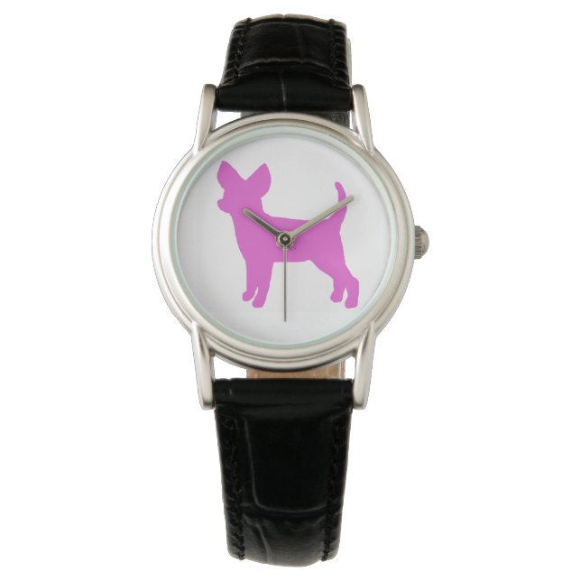 Roze Chihuahua horloge (Voorkant)