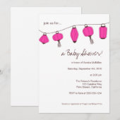 Roze Chinese Lantaarn Invitaties, 5x7 Kaart (Voorkant / Achterkant)