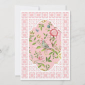 Roze Chinoiserie Baby shower Invitation - Trianon Kaart (Achterkant)