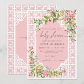 Roze Chinoiserie Baby shower Invitation - Trianon Kaart (Voorkant / Achterkant)