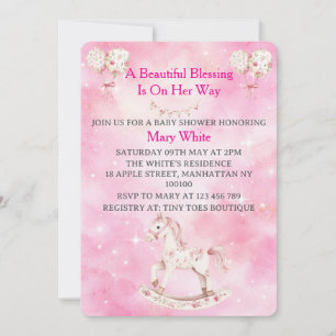 Roze Chinoiserie Babyshower Uitnodiging