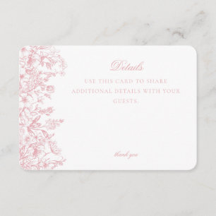 Roze Chinoiserie Bloemdetails Kaart Uitnodiging