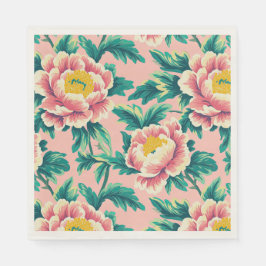 Roze Chinoiserie Bloemen Papier Servet